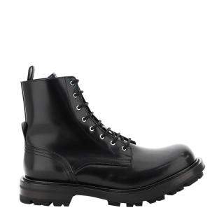Alexander McQueen Black Leather Worker Boots Size IT 40