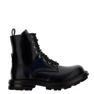 Alexander McQueen Black Leather Worker Boots Size IT 39