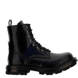 Alexander McQueen Black Leather Worker Boots Size IT 40.5