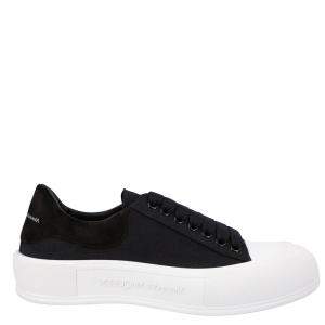 Alexander Mcqueen Black/white Deck Lace-up Plimsoll Sneaker Size EU 42
