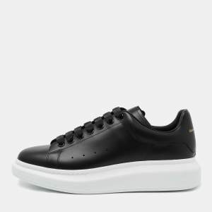 Alexander McQueen Black Leather Oversized Lace Up Sneakers Size 43