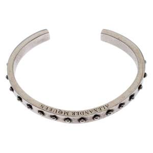 Alexander McQueen Silver Tone Studded Open Cuff