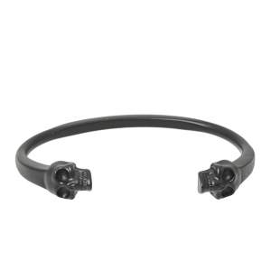 Pre Owned Alexander McQueen Twin Skull Motif Black Tone Cuff Bracelet