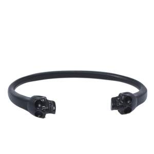Alexander McQueen Twin Skull Motif Black Tone Open Cuff Bracelet