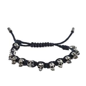 Alexander McQueen Black Multi Skull Charm Friendship Bracelet