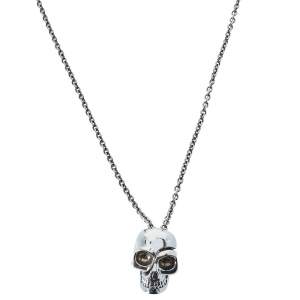 Pre Owned Alexander McQueen Silver Tone Divided Skull Pendant Necklace