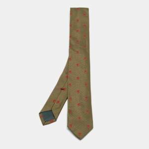 Alexander McQueen Green Skull Silk jacquard Tie