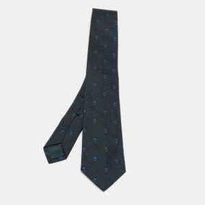 Alexander McQueen Navy Blue Skull Silk jacquard Tie