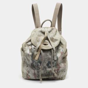 Alexander McQueen Multicolor Suede Skull Printed Backpack