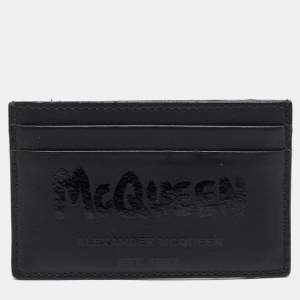  Alexander Mcqueen Black Logo Print Leather Card Holder