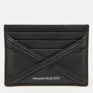  Alexander Mcqueen Black Logo Print Leather Card Holder