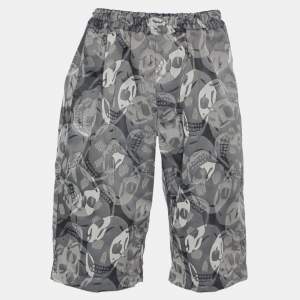 Alexander McQueen Grey Skull Print Synthetic Shorts L