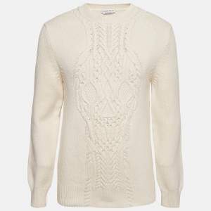 Alexander McQueen Beige Skull Cable Knit Sweater L