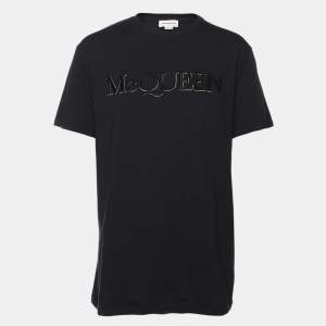 Alexander McQueen Navy Blue Jersey Logo Crew Neck T-Shirt S
