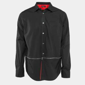 Alexander McQueen Black Cotton Zip Detail Shirt XL