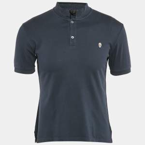 Alexander McQueen Grey Cotton Pique Polo T-Shirt S