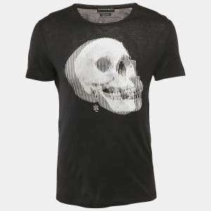 Alexander McQueen Black Skull Print Cotton Crew Neck T-Shirt M