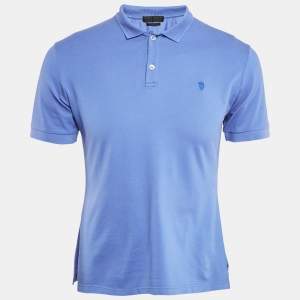 Alexander McQueen Blue Cotton Pique Polo T-Shirt M