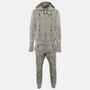 Alexander McQueen Grey Cotton Knit and Cotton Blend Hoodie and Pants Set L