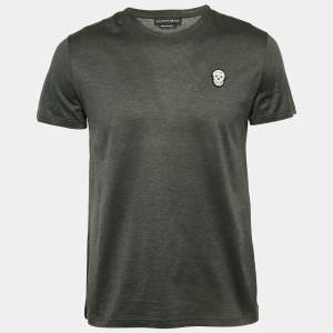 Alexander McQueen Grey Skull Applique Jersey T-Shirt M