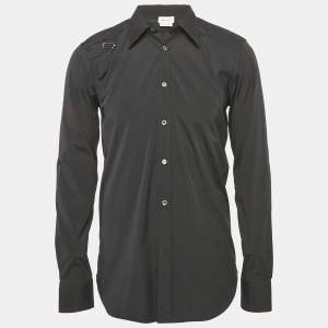Alexander McQueen Black Cotton Harness Detail Shirt L