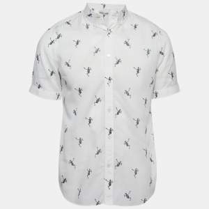 Alexander McQueen White Dancing Skeleton Print Cotton Button Down Shirt L