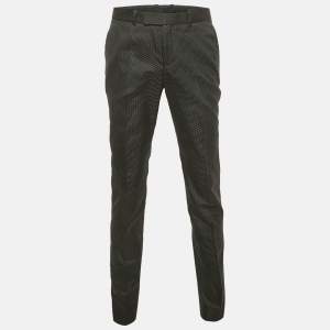 Pre Owned Alexander McQueen Black Patterned Satin Trousers L