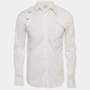 Pre Owned Alexander McQueen White Cotton Harness Detail Shirt S 