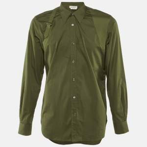 Pre Owned Alexander McQueen Green Cotton Button Front Shirt L