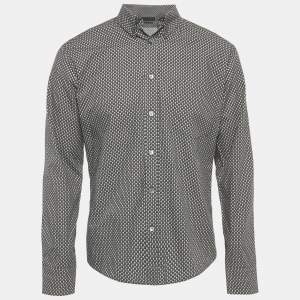 Pre Owned Alexander McQueen Black Skull Print Cotton Long Sleeve Shirt M