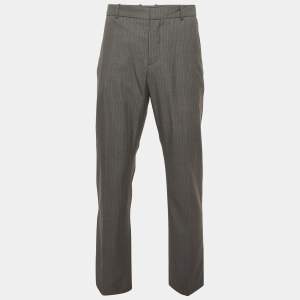 Pre Owned Alexander McQueen Grey Striped Wool Trousers L