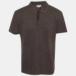 Pre Owned Alexander McQueen Grey Pique Polo T-Shirt XL