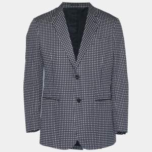 Pre Owned Alexander McQueen Black Print Cotton Single Breasted Blazer XL