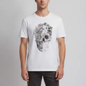 Pre Owned Alexander McQueen White Skull Print Jersey Short Sleeve T-Shirt XXL 