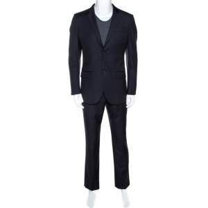 Alexander McQueen Navy Blue Pinstripe Wool Tailored Suit L