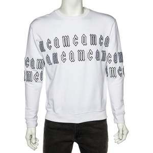 McQ by Alexander McQueen White Repeat Logo Detail Cotton Knit Sweatshirt XS