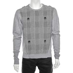 Alexander McQueen Grey Pattern Paneled Knit Sweatshirt L