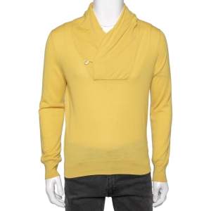 Alexander McQueen Yellow Cashmere Draped Neck Detail Sweater M