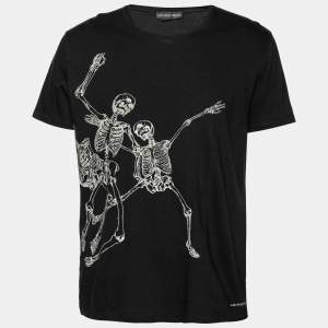 Alexander McQueen Black Dancing Skeleton Printed Cotton T-Shirt XXL