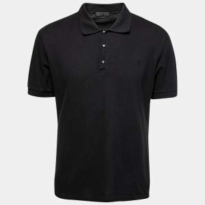 Alexander McQueen Black Cotton Pique Short Sleeve Polo T-Shirt XL