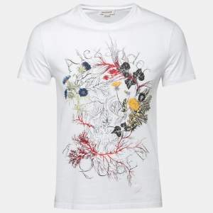 Alexander McQueen White Floral Skull Print Cotton T-Shirt S