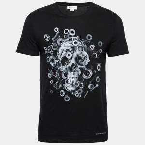 Alexander McQueen Black Skull & Screws Print Cotton T-Shirt S   