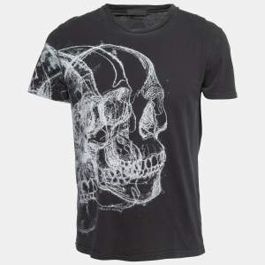 Alexander McQueen Black Printed Cotton Short Sleeve T-Shirt M