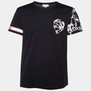 Alexander McQueen Black Skull Printed Cotton Crewneck T-Shirt XL
