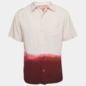 Alexander McQueen Pink Tye-Dye Print Viscose Short Sleeve Shirt M