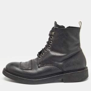 Alexander McQueen Black Leather Ranger Boots Size 41