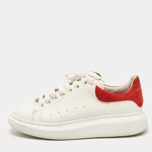 Alexander McQueen White Leather and Suede Oversized Lace Up Sneakers Size 44.5