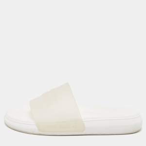 Alexander McQueen Transparent/White Rubber Flat Slides Size 41