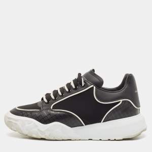 Alexander McQueen Black Leather and Neoprene Court Sneakers Size 40.5