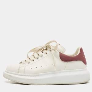 Alexander McQueen White/Burgundy Leather Oversized Sneakers Size 39